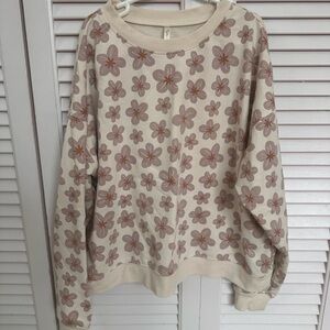 Rylee + Cru Cream and Brown Floral Sweatshirt